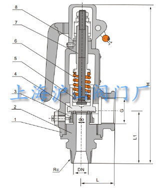 A27H型弹簧微启式安全阀结构图