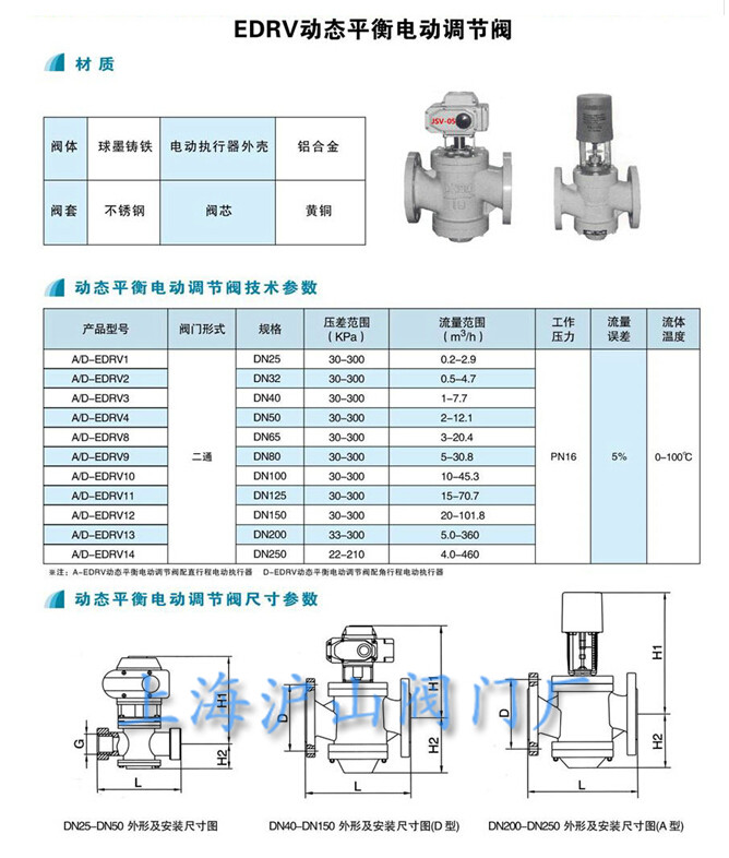 EDRV动态平衡电动调节阀技术参数