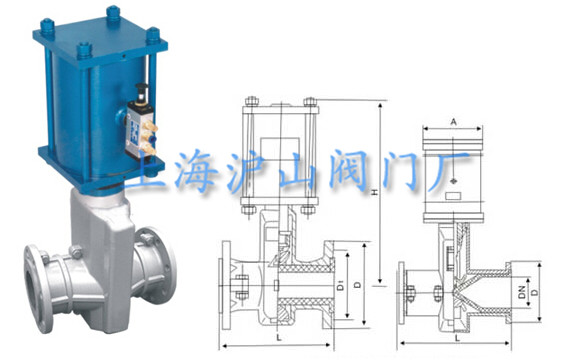 常闭型气动管夹阀结构图